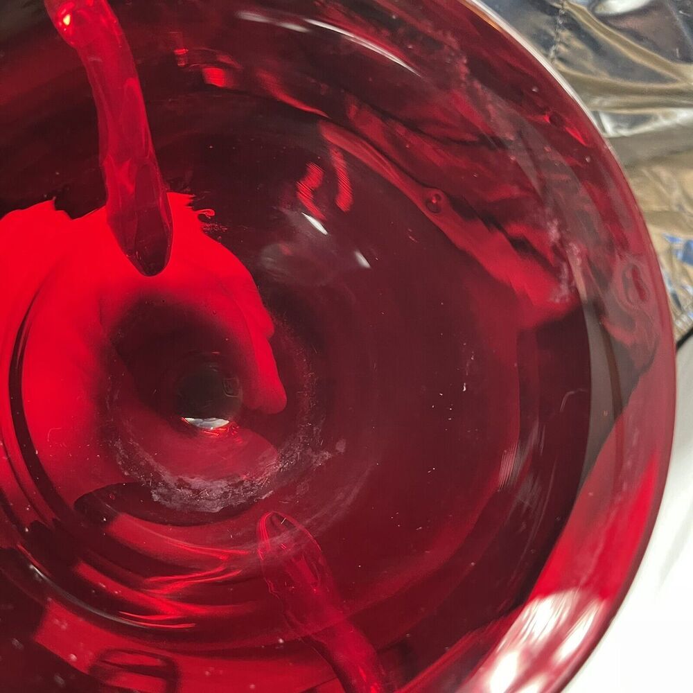 Vintage‎ Glass Red Ruby Trophy Pedestal Vase Handled MCM - Picture 12 of 16